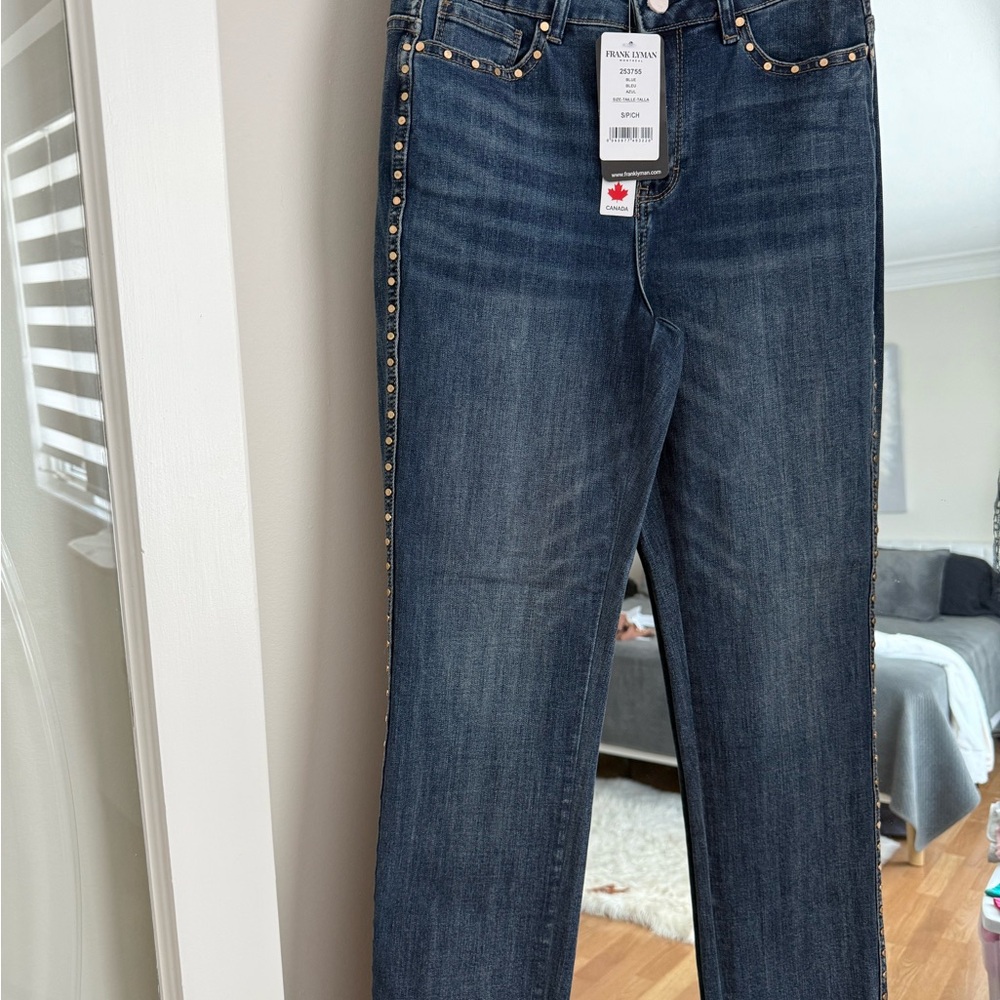Frank Lyman Design Dark Blue Studded Straight Leg Jeans
